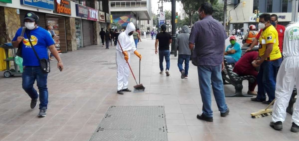 Las calles de Guayaquil amanecieron hoy cubiertas de cenizas. 
