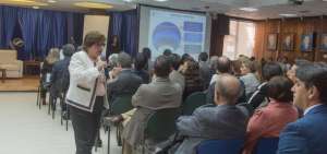  Ruth Arregui Solano, superintendenta de Bancos, durante un evento por los 92 a&ntilde;os de la entidad que dirige.