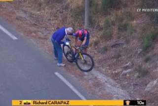 Richard Carapaz sufrió una caída en la tercera jornada de la Estrella de Besseges