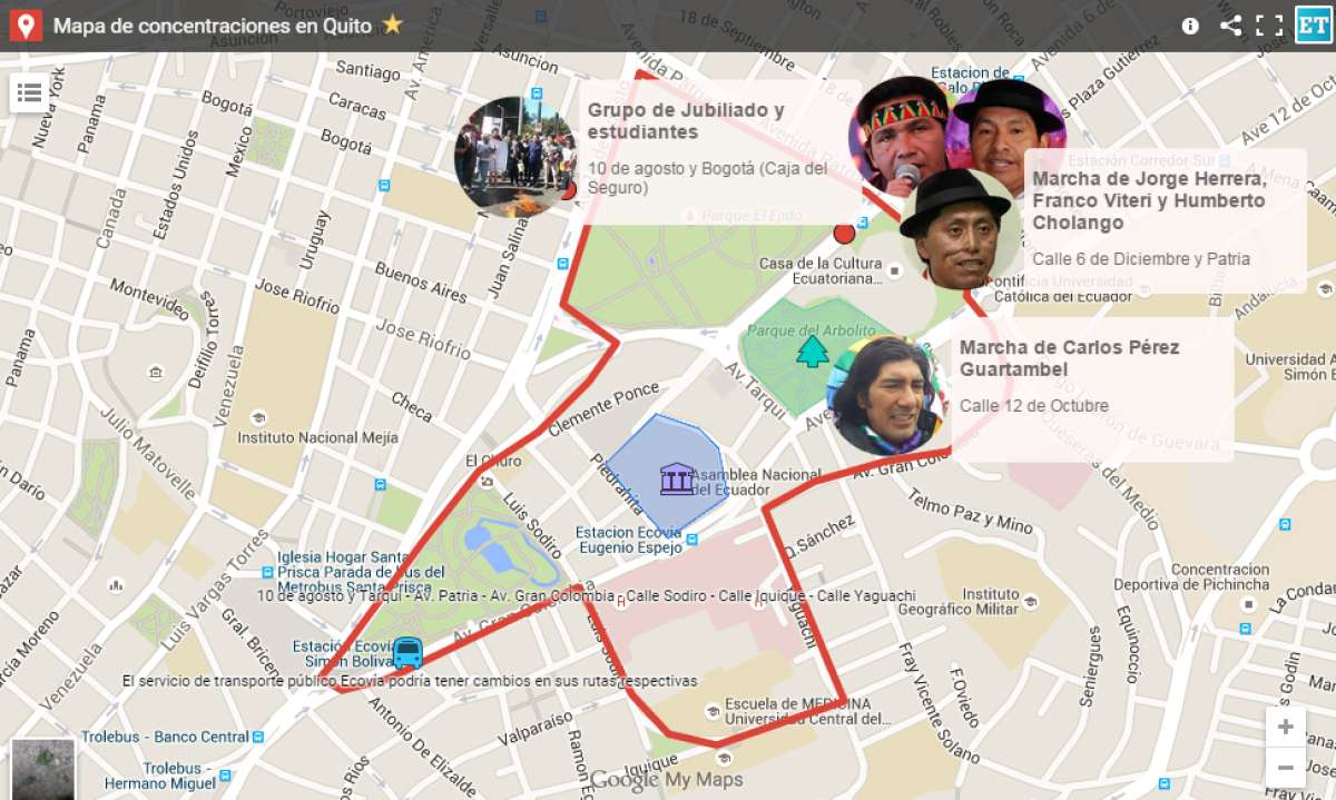 Mapa de concentraciones en Quito