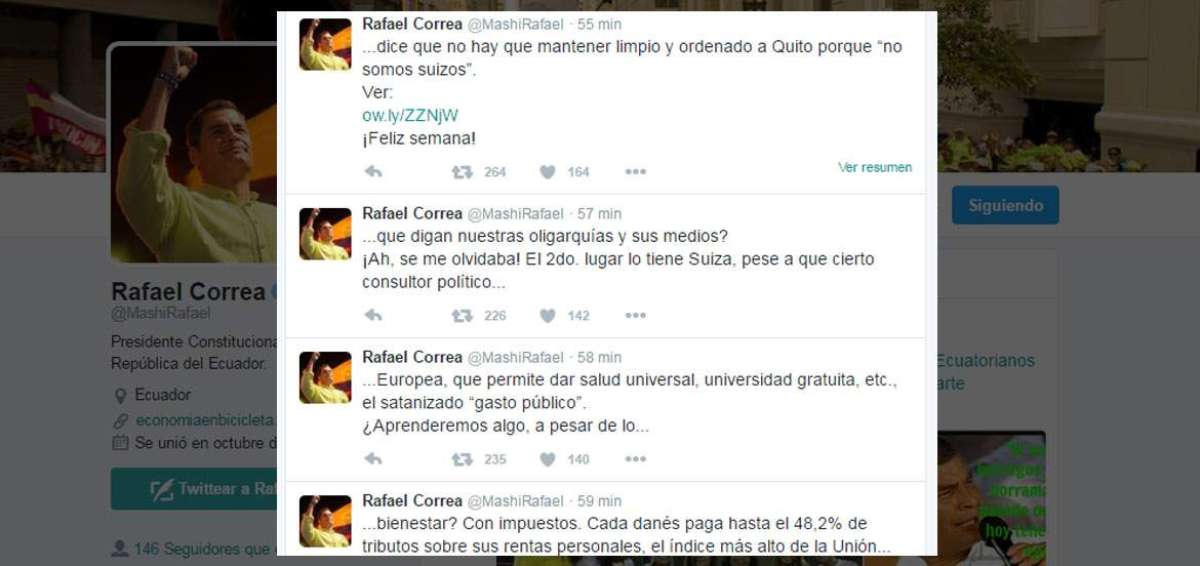 Correa: "&iquest;C&oacute;mo se financia el estado de bienestar? Con impuestos"