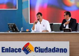 El presidente Correa ofreci&oacute; el Enlace Ciudadano en Quito. Foto: Cortes&iacute;a Presidencia