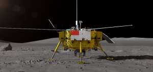Impresi&oacute;n art&iacute;stica facilitada por el Centro de Ingenier&iacute;a Espacial y Exploraci&oacute;n Lunar de la Administraci&oacute;n Nacional Espacial de China (CNSA) del m&oacute;dulo de aterrizaje lunar de la sonda lunar Chang'e-4. 