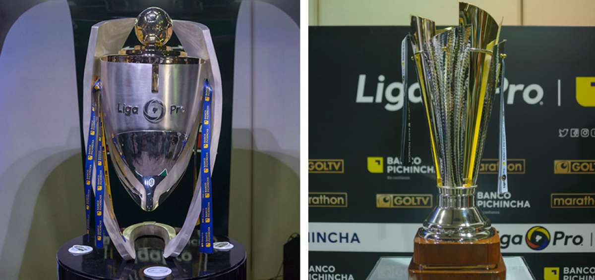 Izq.: Copa LigaPro Banco Pichincha. Der.: Copa Liga Pro Banco Pichincha Pymes.