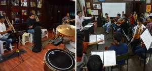 Ambas orquestas, Guayaquil All Stars (izq), compuesta por unos 14 m&uacute;sicos, y la de C&aacute;mara de la Universidad, integrada por 19 instrumentistas, dar&aacute;n un recital esta noche.   