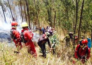 Desde ayer se han registrado 4 incendios forestales en las faldas del volc&aacute;n. Foto: Cortes&iacute;a 
