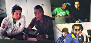 El agente de jugadores Jos&eacute; Luis Chiriboga junto a Carlos Gruezo (izquierda), Frickson Erazo (derecha) y durante un viaje de la Selecci&oacute;n Ecuatoriana (abajo)