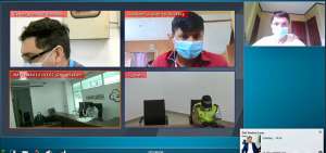 Captura de imagen de una audiencia desarrollada a trav&eacute;s de videoconferencia. Ah&iacute; participan defensores p&uacute;blicos, fiscales, jueces y procesados.