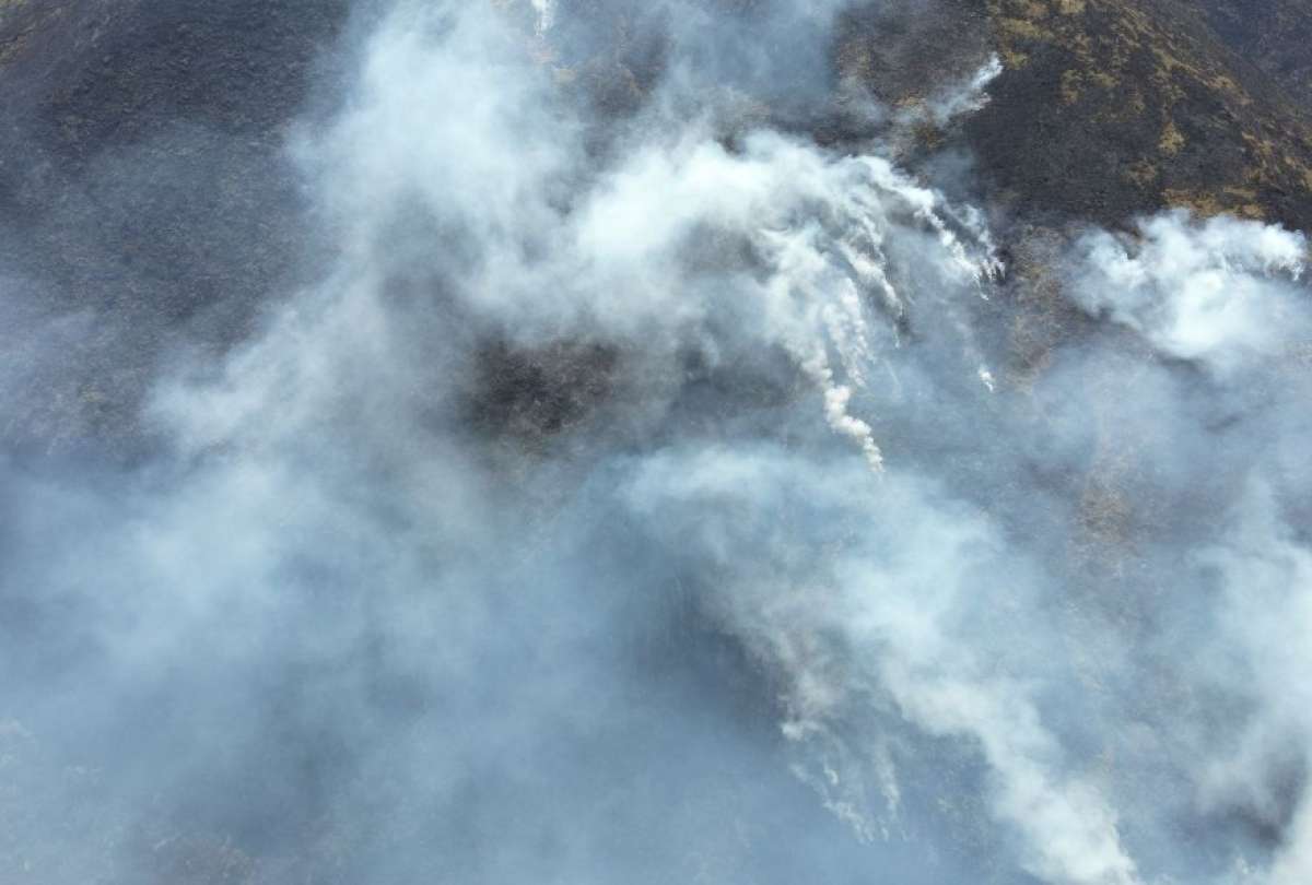Las autoridades combaten el incendio en una zona de difícil acceso de Imbabura. 