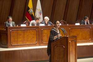 Gabriela Rivadeneira, presidenta de la Asamblea Nacional, se&ntilde;al&oacute; que el proceso de la aprobaci&oacute;n de la Ley de Cultura es una deuda legislativa. Foto: Fernando Sandoval / El Tel&eacute;grafo