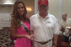 La Miss Ecuador 2014, Alejandra Argudo, junto a Donald Trump en las preliminares del Miss Universo. Foto: Internet. 