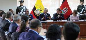 En la Corte Nacional de Justicia, en Quito, se reunieron los presidentes de las cortes provinciales con el titular de la Judicatura, Gustavo Jalkh.  