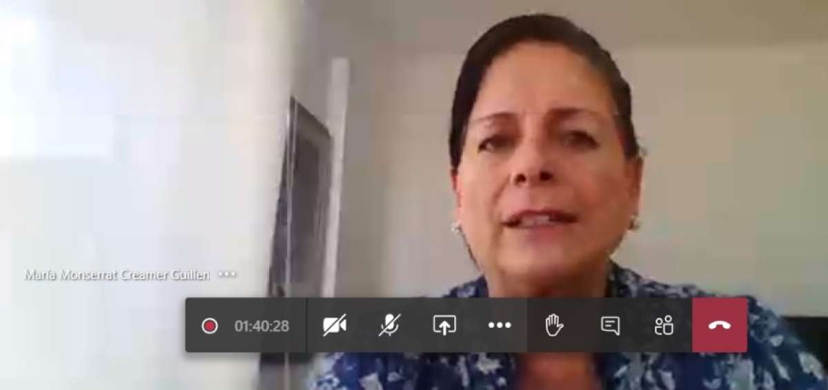 Monserrat Creamer ministra de Educaci&oacute;n durante una videoconferencia