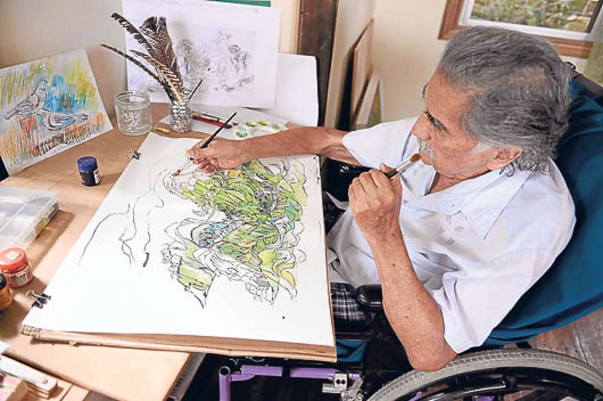 El artista realiz&oacute; su primera exposici&oacute;n en la Casa de la Cultura, cuando Abel Romeo Castillo estaba al frente de la entidad. FOto: Karly Torres | El  Telegrafo