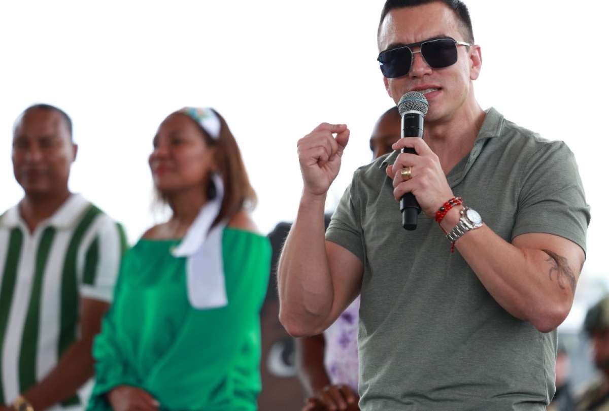 El presidente Daniel Noboa durante su discurso