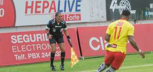 M&oacute;nica Amboya fue asistente el a&ntilde;o pasado (2018) es un partido de serie B entre Aucas y Mushuc Runa.