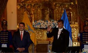 Los presidentes de Ecuador y Honduras, Rafael Correa y Juan Orlando Hern&aacute;ndez, encabezaron la reuni&oacute;n ministerial. FOTO: JOHN GUEVARA 