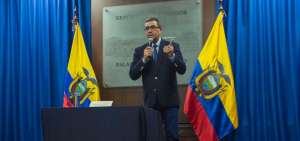 Jos&eacute; Agusto Briones, secretario general de la Presidencia, durante una rueda de prensa en el Palacio de Carondelet 