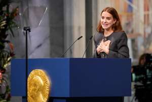 Ana Corina Sosa recibió el premio Nobel de la Paz en nombre de su madre, María Corina Machado.