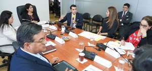 La presidenta de la Comisi&oacute;n de Justicia, Ximena Pe&ntilde;a (izq.), convoc&oacute; a la sesi&oacute;n para discutir las leyes de la Funci&oacute;n Judicial y la Defensor&iacute;a P&uacute;blica.