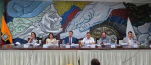 El Consejo Nacional Electoral sesion&oacute; hoy en Portoviejo. Foto: Tomada del Twitter @cnegobec