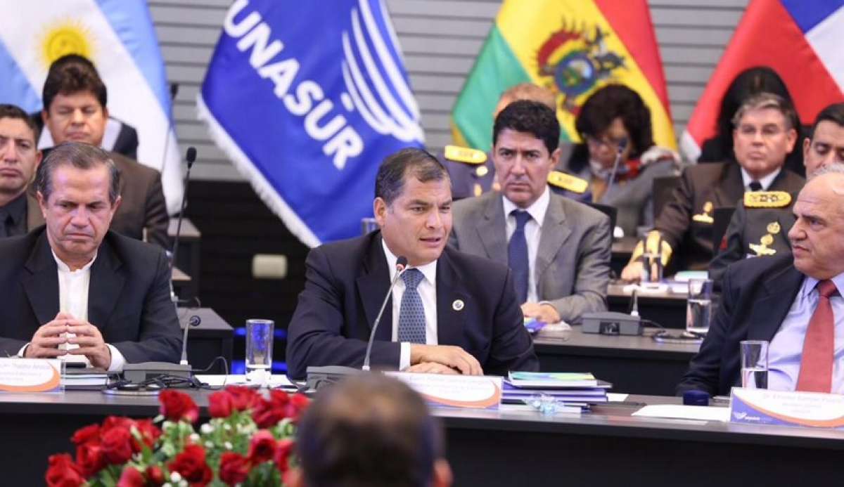 El presidente Rafael Correa particip&oacute; de los actos conmemorativos en la sede de Unasur. 