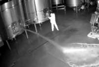 Las cámaras de seguridad captaron el momento en que una persona derramó más de 60.000 litros de vino de alta gama.