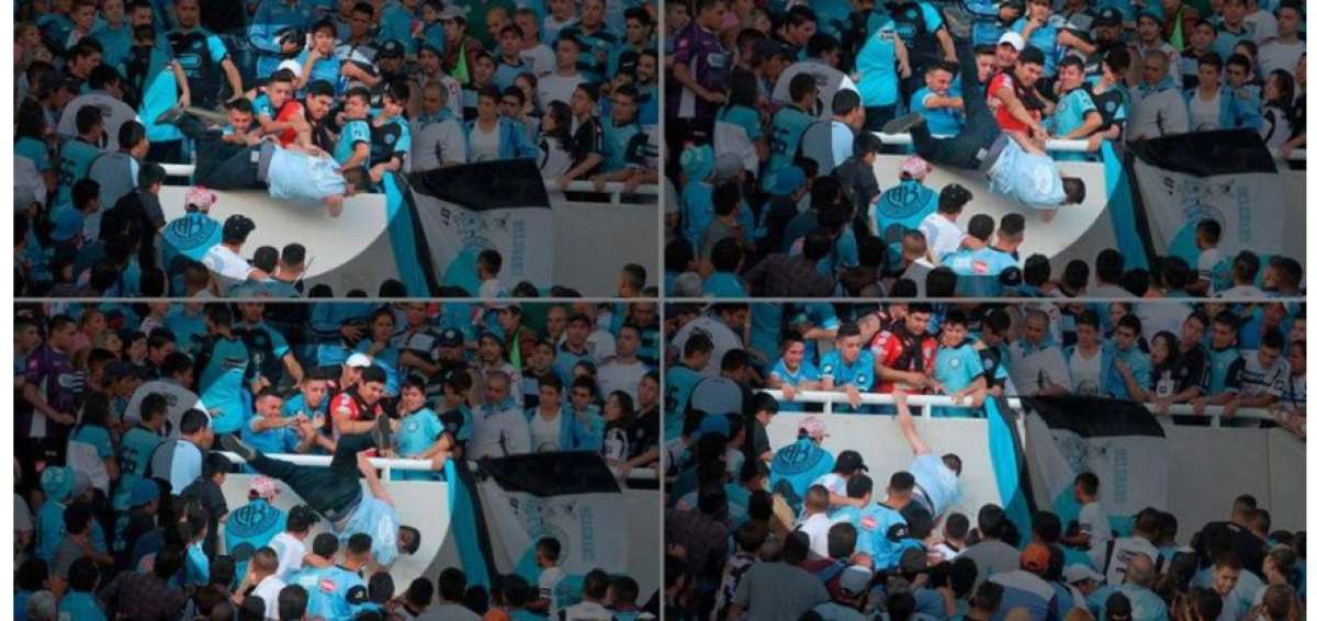 Esta secuencia muestra la sa&ntilde;a con la que un grupo de aficionados de Belgrano agredi&oacute; y arroj&oacute; de la tribuna a Emanuel Balbo, quien muri&oacute; el lunes pasado.  