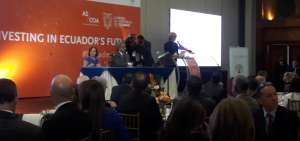 El presidente de la Rep&uacute;blica, Len&iacute;n Moreno, participa del foro que se realiza en Quito. 