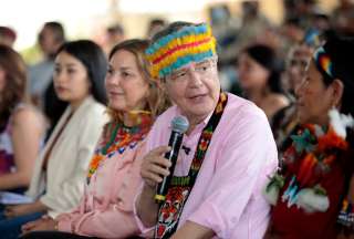 El presidente Guillermo Lasso compartió con las comunidades indígenas de Pastaza. 