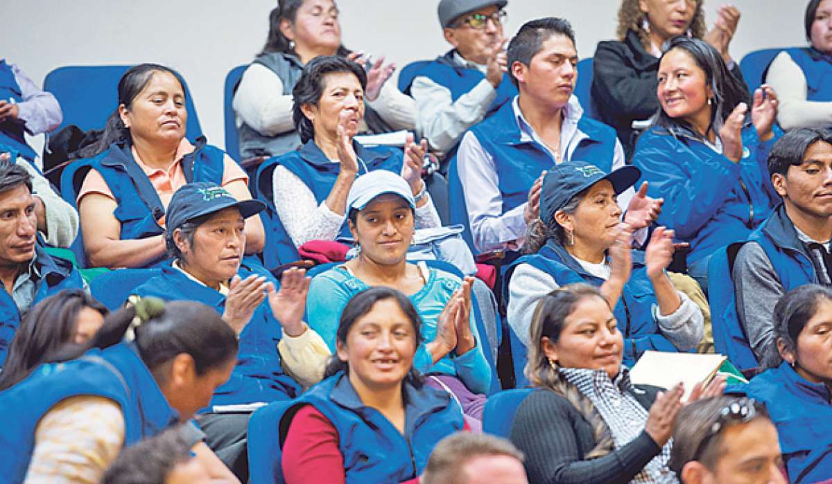 Cerca de 50 recicladores participaron del lanzamiento del estudio Reciclaje Inclusivo y Recicladores de Base en el Ecuador. Foto: Fernando Sandoval / El Tel&eacute;grafo 
