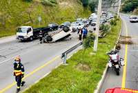 Quito: Carriles de la Ruta Viva, cerrados por accidente de tránsito
