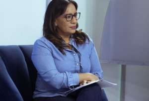 Zaida Rovira, ministra de Desarrollo Humano, contest&oacute; a cuestionamientos de la legisladora M&oacute;nica Palacios.