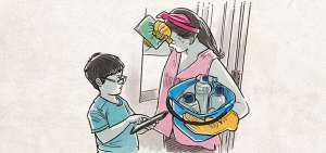 Las mujeres cumplen  teletrabajo, ayudan a  los hijos en sus  tareas, cocinan y  limpian la casa.