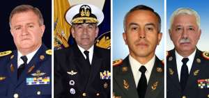Izq: Brig. Gral. Mauricio Campuzano, Calm. Darwin Jarr&iacute;n Cisneros, General Javier P&eacute;rez Rodr&iacute;guez, General Roque Moreira Cede&ntilde;o.