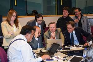 Los jefes negociadores trataron, en Bruselas, los temas m&aacute;s dif&iacute;ciles entre Ecuador y el bloque comercial. Foto: Ministerio de Comercio Exterior 