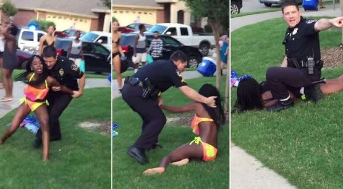 Momentos en que el exoficial Eric Casebolt deten&iacute;a violentamente a una adolescente negra en la peque&ntilde;a ciudad texana de McKinney. Foto: Internet 