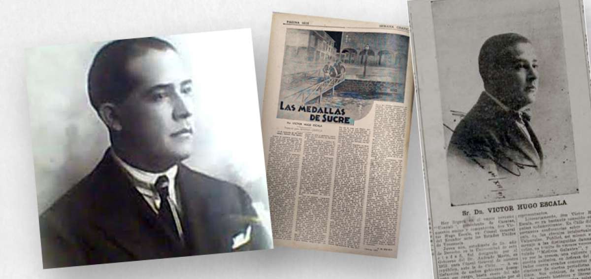 Centro: Publicaci&oacute;n del jurisconsulto V&iacute;ctor Escala para la Revista Semana Gr&aacute;fica de 1933. | Diario EL TEL&Eacute;GRAFO dio la bienvenida a Escala en su edici&oacute;n del 15 de julio de 1918.