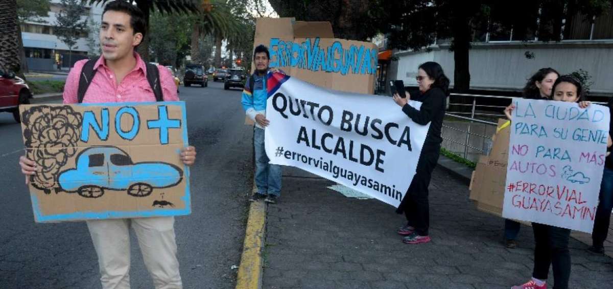 Manifestaciones a favor y en contra del proyecto soluci&oacute;n vial Guayasam&iacute;n