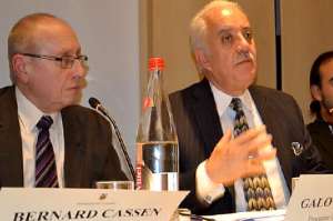 El procurador de Francia, Jean Claude Mar&iacute;n, y el fiscal de Ecuador, Galo Chiriboga. Foto: Internet