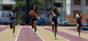 &Aacute;ngela Tenorio (segunda desde la izquierda) y Marizol Land&aacute;zuri son las dos principales velocistas del pa&iacute;s, con quienes se esperan podios en las competencias de 100 y 200 metros lisos, y en la posta femenina de 4x100 metros planos.