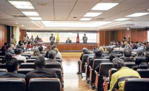J orge Blum, magistrado de la Corte Nacional de Justicia, preside una audiencia en el caso &lsquo;Las Dolores&rsquo;. Foto: &Aacute;lvaro P&eacute;rez│El Tel&eacute;grafo