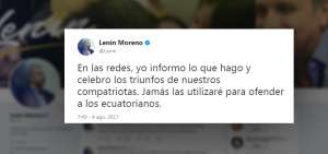 Len&iacute;n Moreno: "Jam&aacute;s utilizar&eacute; las redes para ofender"