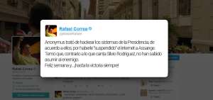 Correa: "Anonymous trat&oacute; de hackear los sistemas de la Presidencia"