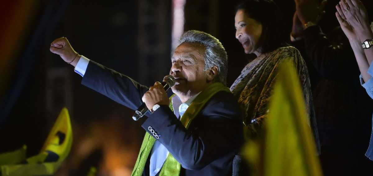 Len&iacute;n Moreno y su esposa Roc&iacute;o durante los festejos del pasado domingo en Quito.