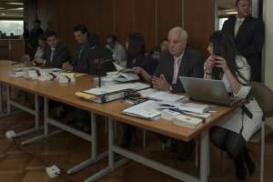 En la audiencia asistieron el fiscal Galo Chiriboga y el ministro del Deporte, Xavier Enderica. Foto: Miguel Jim&eacute;nez / EL TEL&Eacute;GRAFO