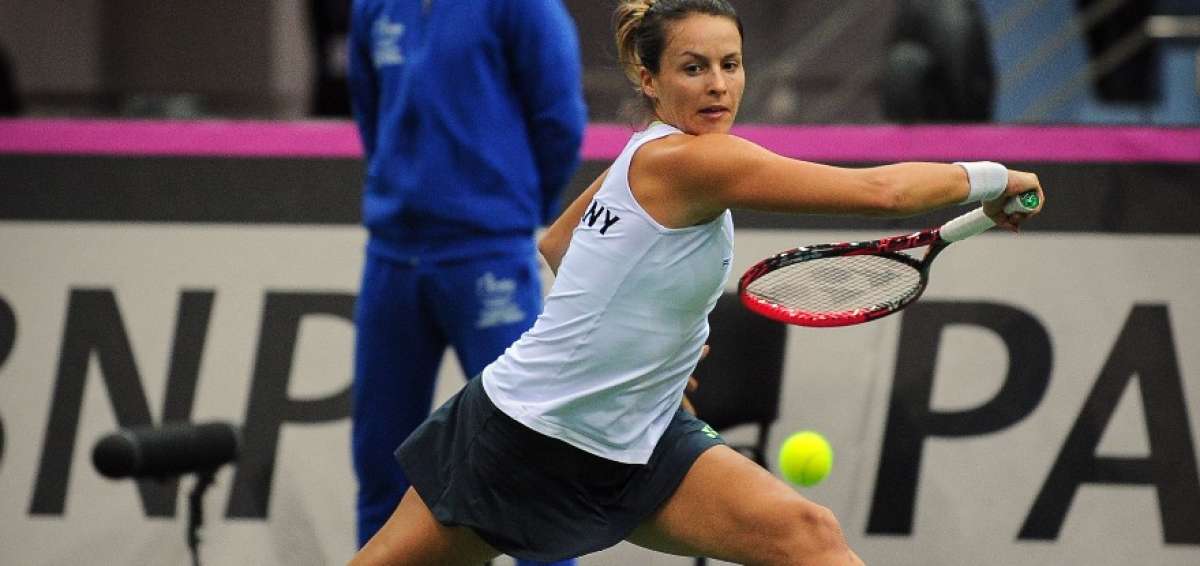 La tenista Tatjana Maria y Anna durante el partido de dobles de este domingo.