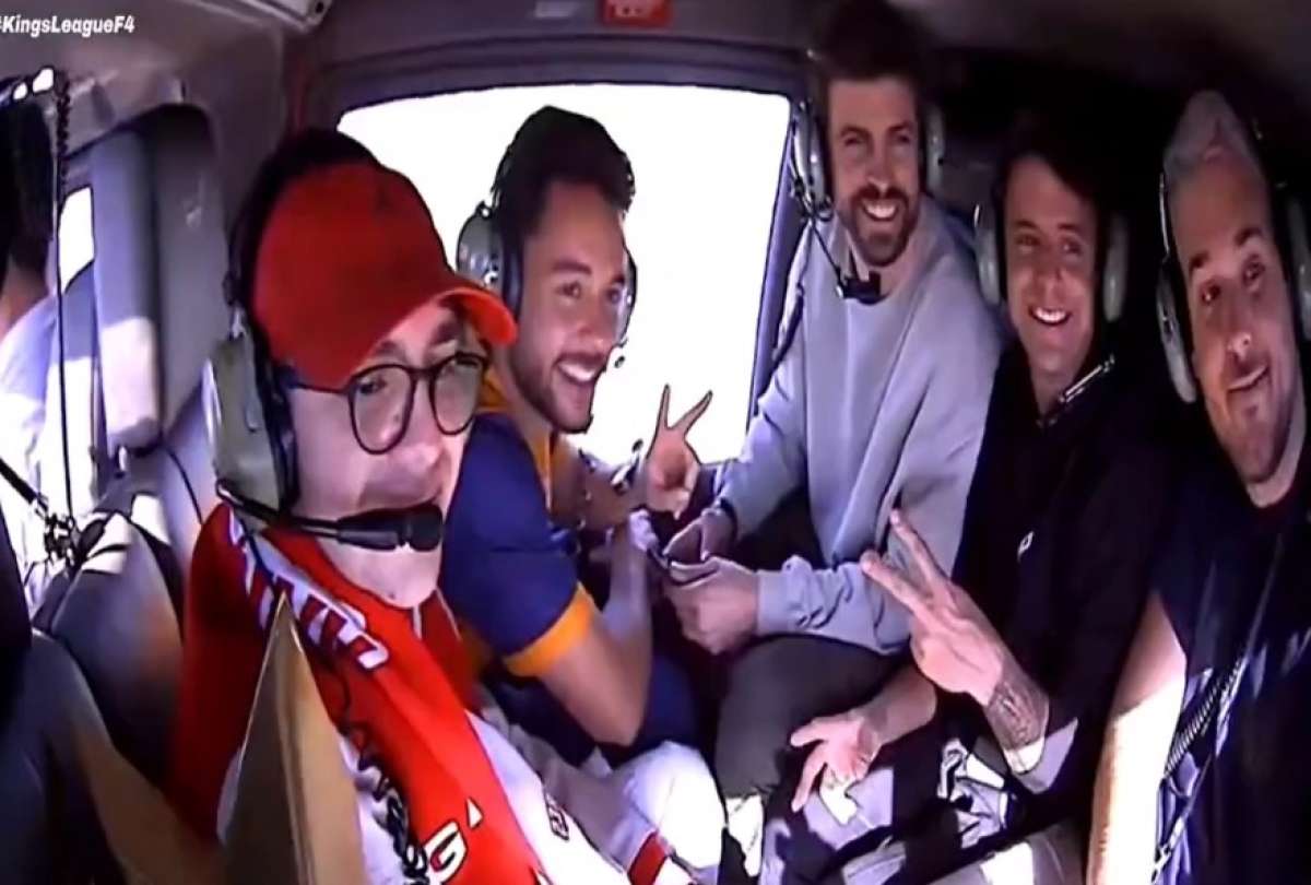 Piqué y los presidentes de la Kings League causaron furor al llegar en helicóptero al Camp Nou