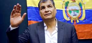 El expresidente de Ecuador Rafael Correa durante el acto "Am&eacute;rica latina en disputa", en la Universidad Complutense de Madrid.