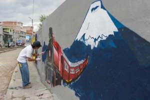 Gabriel Unapucha participa en el Concurso Nacional de Graffiti &ldquo;Al Tren en Latas 2015&rdquo;. Foto: Miguel Jim&eacute;nez.